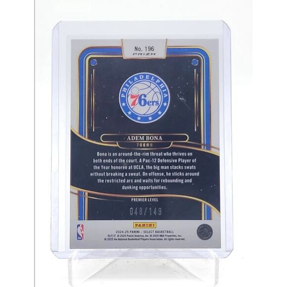 ADEM BONA 2024-25 SELECT PREMIER LEVEL ROOKIE WHITE PRIZM RC /149 Q4602 - Picture 2 of 2